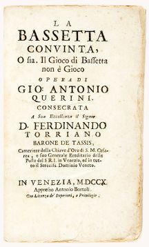 The Passionate Bassetta, namely
the Bassetta is not a game - Book by Giovanni Antonio Querin