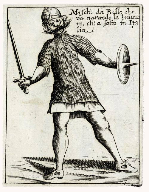 Engraving by Francesco Bertelli: "Maschera da Bullo" - 1642