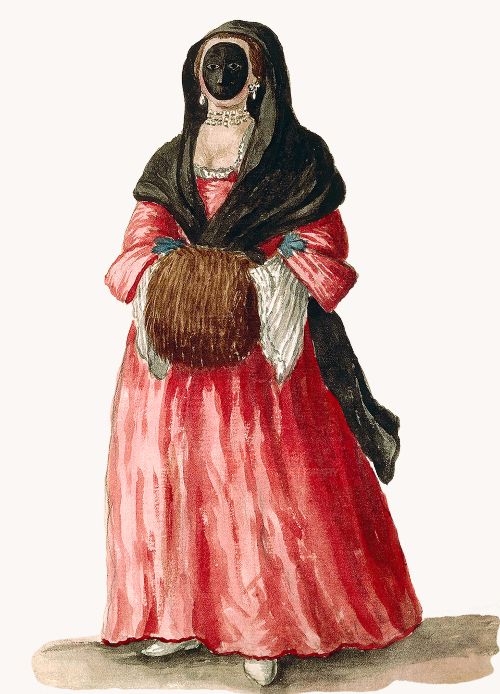 Watercolor by Giovanni Grevembroch: "Mascara"