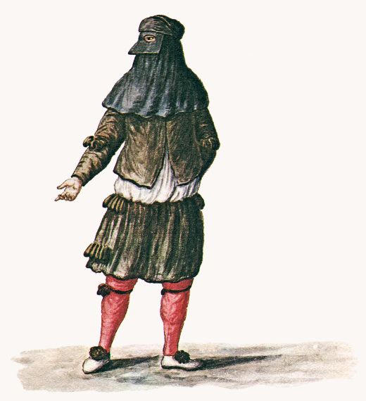 Watercolor by Giovanni Grevembroch: "Cittadino mascarato" 