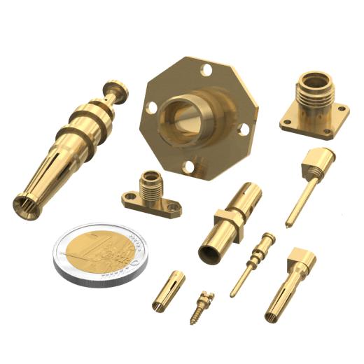Group of mechanical parts in brass