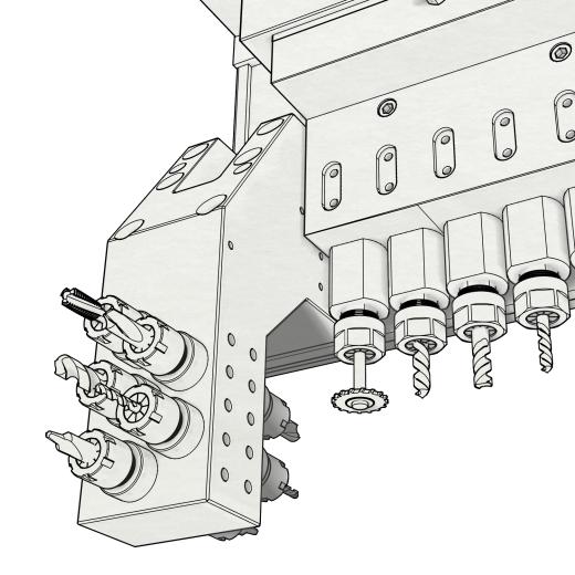 Part of drilling section in a non-realistic rendering