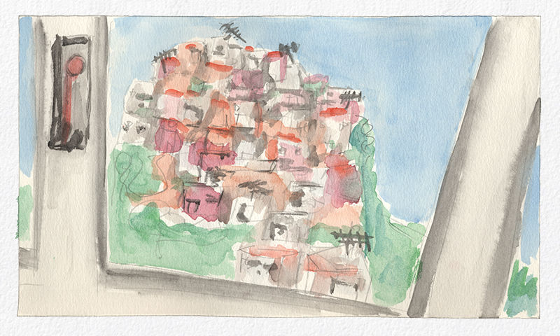 Watercolor painting - Favela em Catumbi