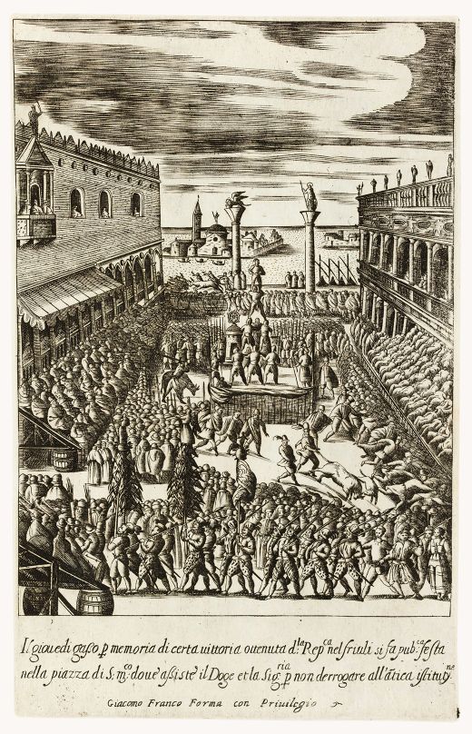 Engraving by Giacomo Franco: "La festa del Giovedì Grasso" - 1610