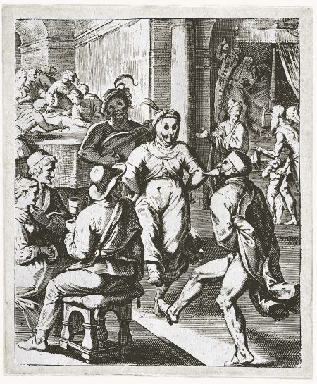 Engraving by Anonymous artist: "Scena di Taverna" - 17th century - Civica Raccolta delle Stampe Bertarelli