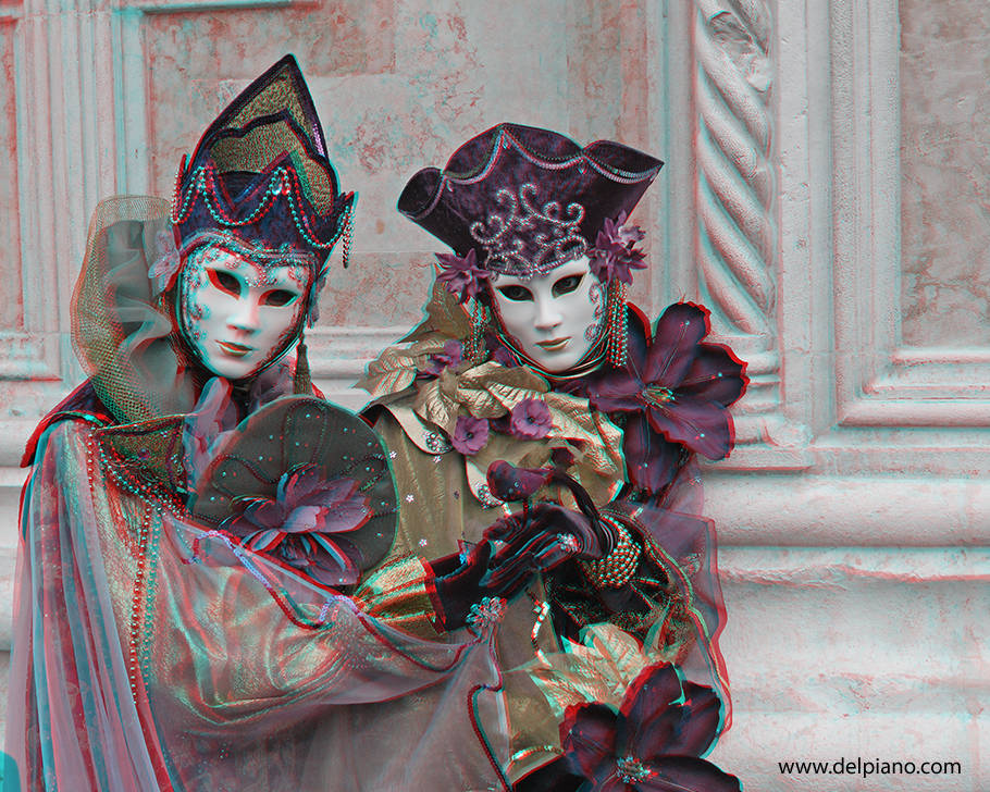 3D stereo Anaglyphs of Venice Carnival masks