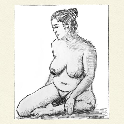 Sitting female nude full body portrait