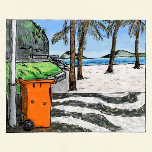 Color drawing of beach