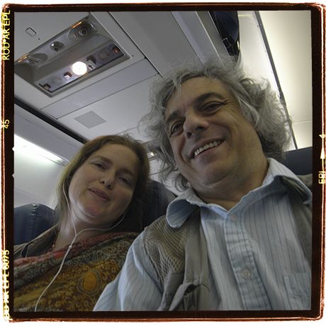 On a plane again with my spouse, Lise Sedrez. Going places, maybe for work, maybe not