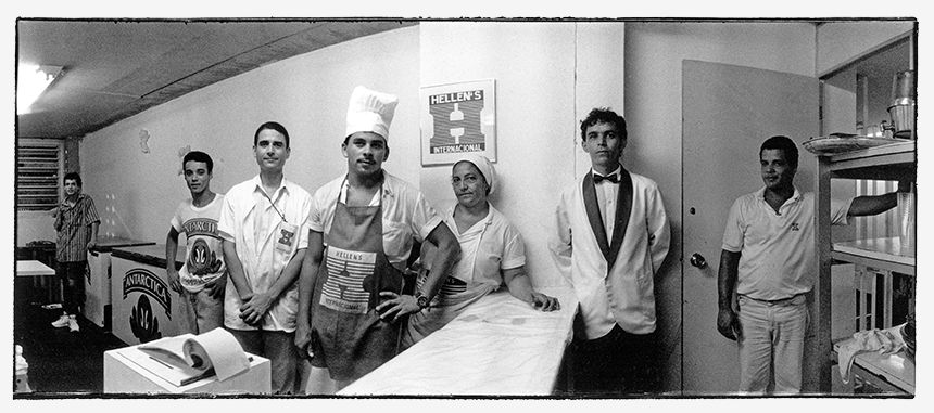 Personnel in the Sambodrome kitchens during Carnival in Rio