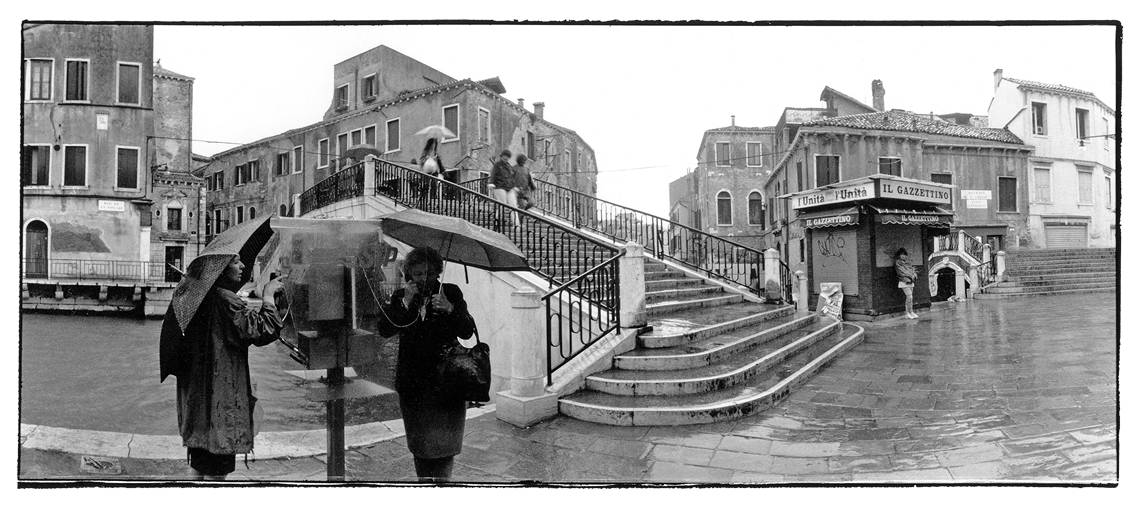 Telephone Booth in Venice on a rainy day