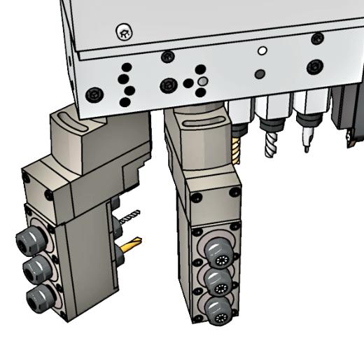 Non-realistic rendering of automatic swiss type lathe B axis drilling section
