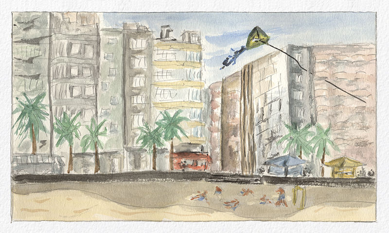 Watercolor painting - Predios na Av. Atlantica